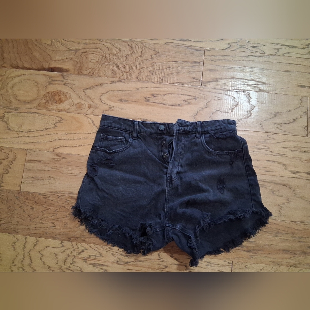 Wild Fable Charcoal Frayed Jean Shorts